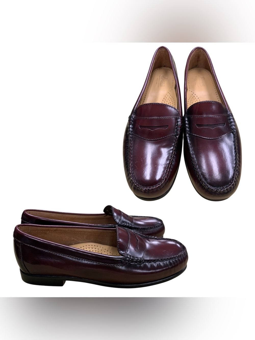 G.H. Bass & Co. Burgundy Leather Penny Loafers S9W